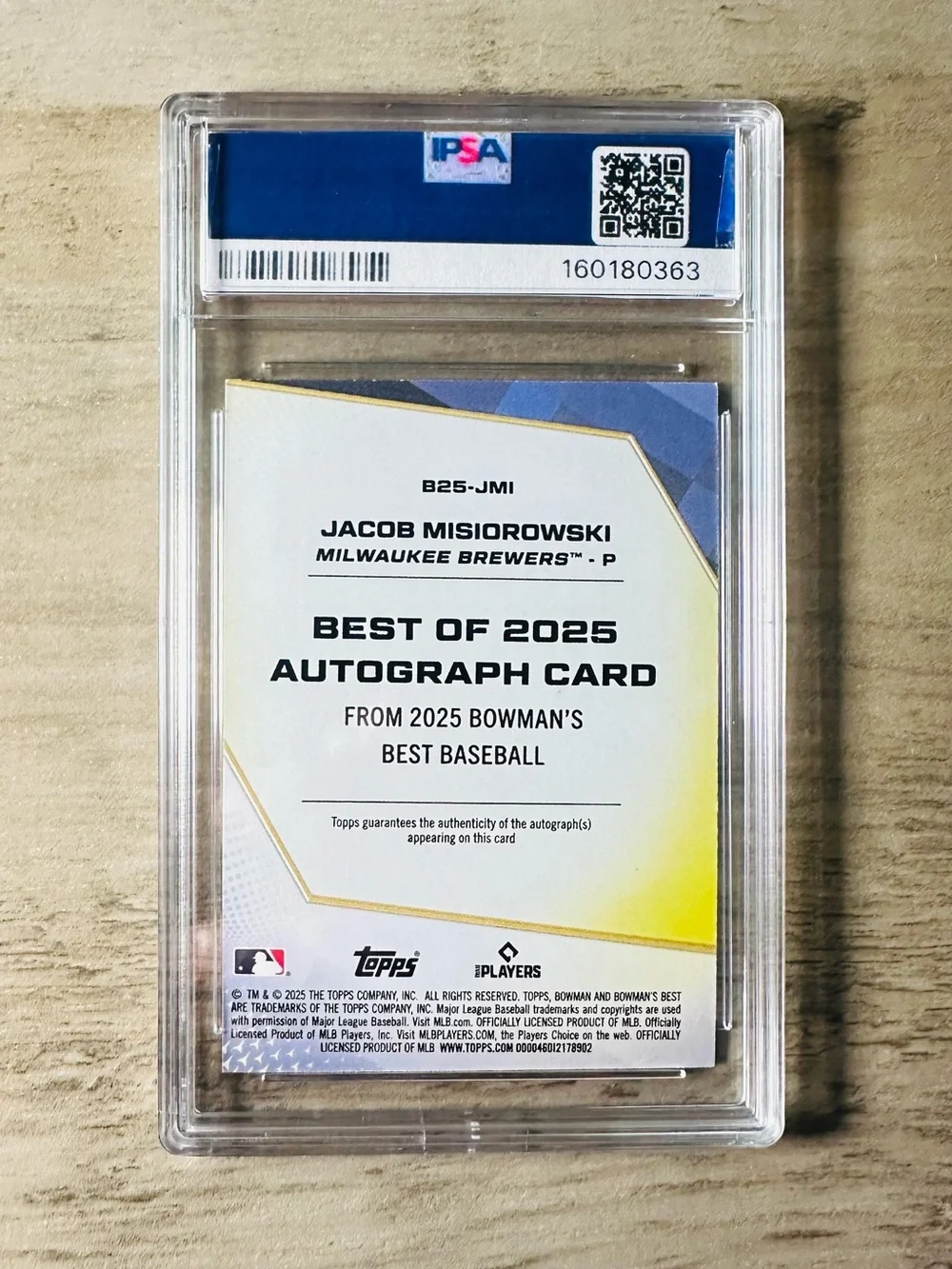 Jacob Misiorowski Signed 2025 Bowmans Best 16/50 Gem Mint 10 Novelty Card